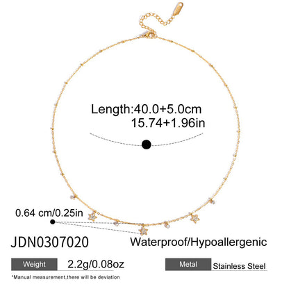 Titanium Steel Zircon Necklace for Women, Light Luxury High-End Clavicle Chain, Non-Fading Stainless Steel Jewelry