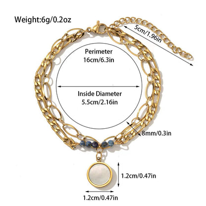 Hot-Selling Jewelry Titanium Steel Bracelet Bohemian Style Natural Stone Beaded Bracelet Double-Layer Women's Bracelet