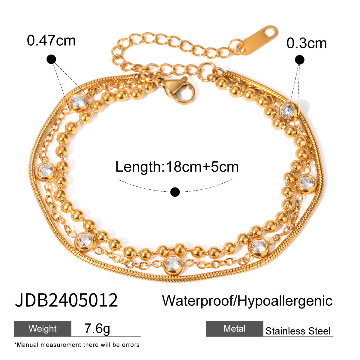 Stainless Steel Zircon Bracelet for Women, Light Luxury High-End Jewelry, Non-Fading Titanium Steel Accessories, Hot Item