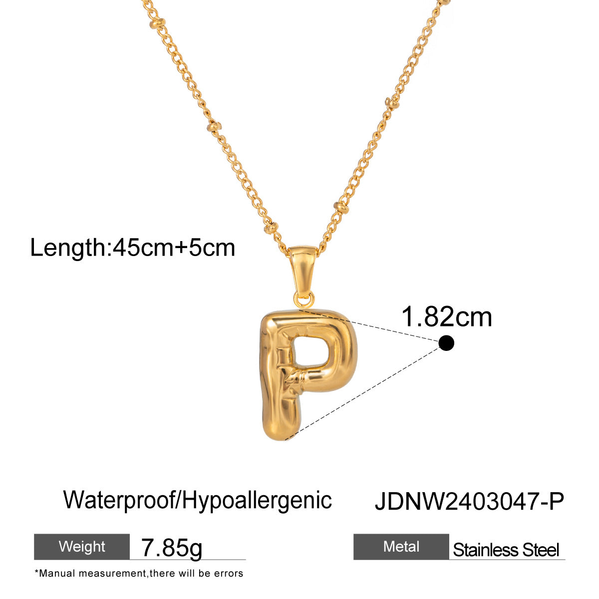 Stainless Steel Letter Necklace Pendant High-End Clavicle Chain Titanium Steel Jewelry Necklace