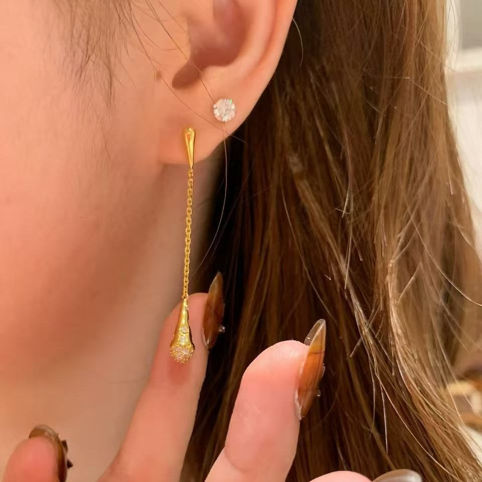 Sterling Silver S925 Vintage Long Rachel Earrings Unique Niche Design High-end Light Luxury Versatile Personality Drop Earrings