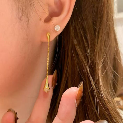 Sterling Silver S925 Vintage Long Rachel Earrings Unique Niche Design High-end Light Luxury Versatile Personality Drop Earrings