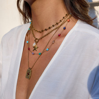 Stainless Steel Card Heart Necklace Light Luxury High-End Clavicle Chain Titanium Steel Jewelry Non-Fading