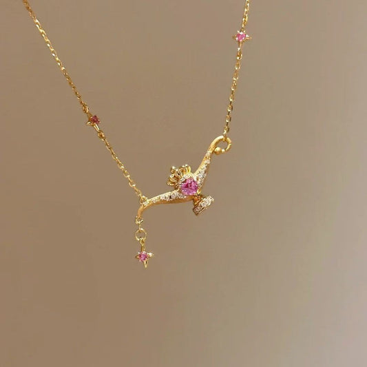 Aladdin's Lamp Necklace for Women, Light Luxury Style, Sparkling Micro Inlay, Dynamic Plated Pendant, Niche Personality Design, Clavicle Chain