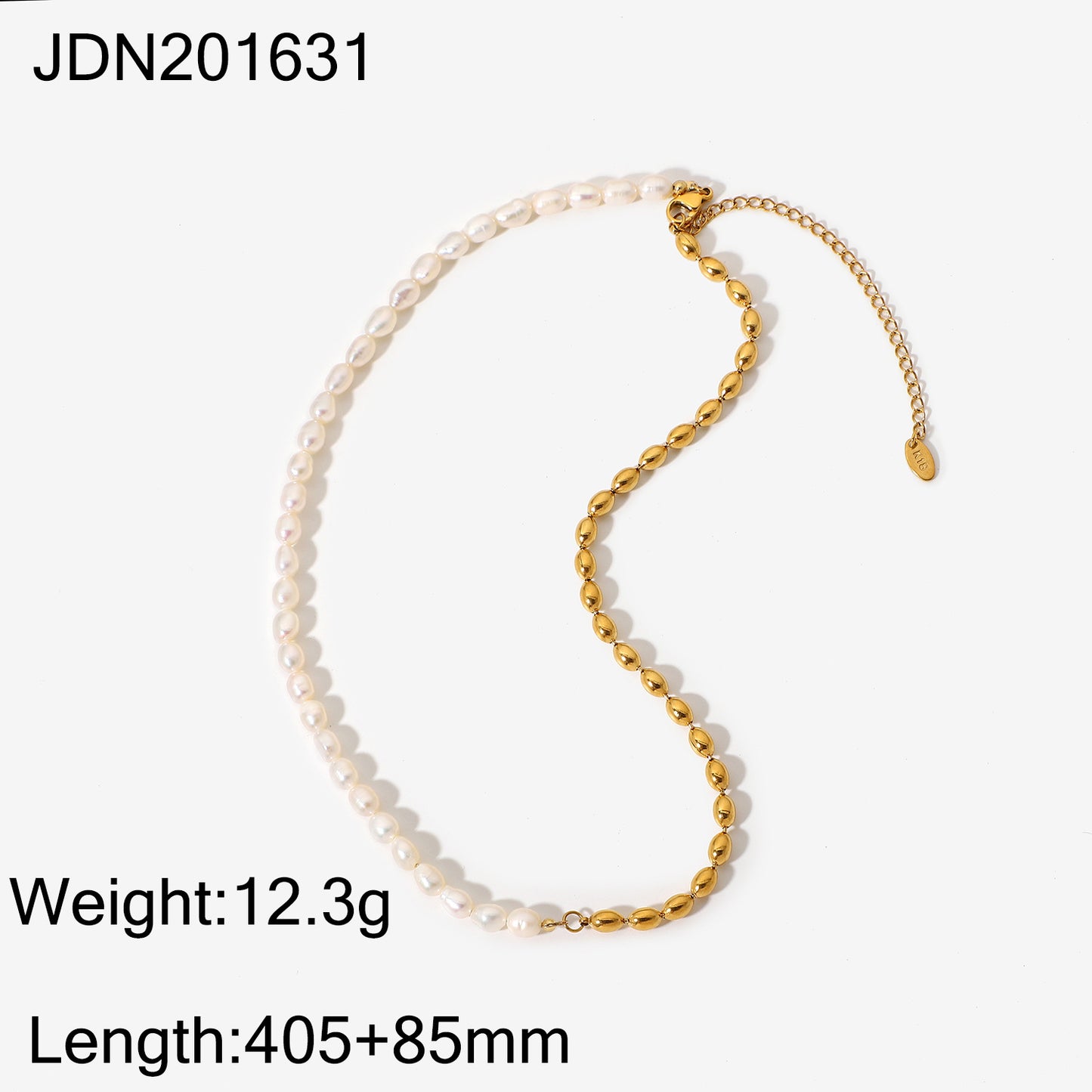 INS Half Freshwater Pearl Half 18K Gold Plated Bead Ball Simple Stainless Steel Jewelry Short Necklace Trendy Accessories for Women
