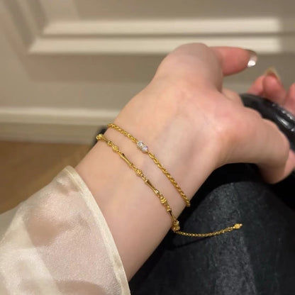 Pure Silver S925 Real Gold Plated New Chinese Style Bamboo Bracelet Light Luxury High-end Exquisite Niche Jewelry