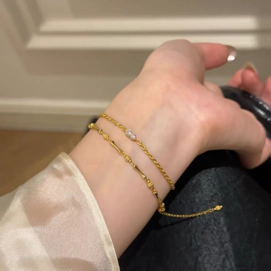 Pure Silver S925 Real Gold Plated New Chinese Style Bamboo Bracelet Light Luxury High-end Exquisite Niche Jewelry