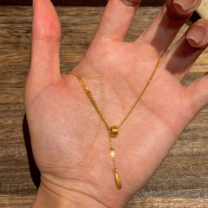 Italian Craft Brushed Vintage Style Pure Silver S925 Minimalist Tears of Luo Shen Necklace