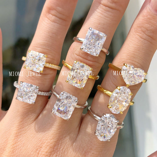 S925 Sterling Silver Ring for Women 8A Ice Flower Cut Zircon Inlaid Geometric Heart High-end Feel Women's Jewelry