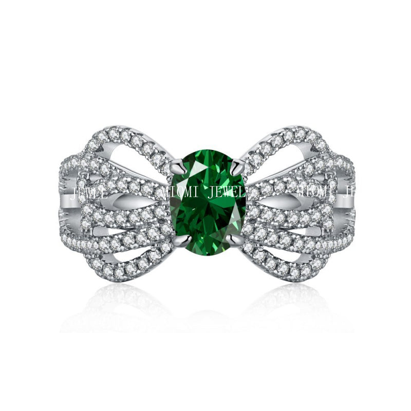 High Carbon Diamond Ring for Women S925 Sterling Silver Zircon Ring Colored Gemstone Ring Wholesale TikTok Cross-Border Live Streaming