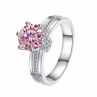 925 Sterling Silver Ring Fashionable High-end Feel Proposal Engagement Adjustable Moissanite Ring Trendy GRA