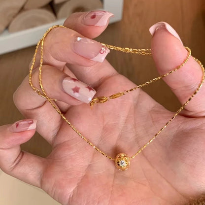 Starlight Road Necklace 925 Sterling Silver Light Luxury High-end Feel 18K Gold Plated Simple Rotating Clavicle Chain