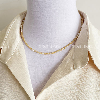 Minimalist Design Natural Shell Bead Necklace for Women Beach Vacation Style Versatile Collarbone Chain