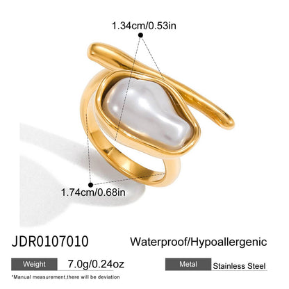 Titanium Steel Pearl Ring Niche High-end Non-fading Hand Jewelry Stainless Steel Accessories Rings
