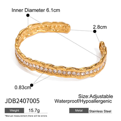 Stainless Steel Zircon Bracelet High-End Ins Open Bangle Titanium Steel Jewelry Bracelet