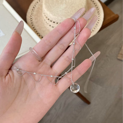 Pure Silver S925 Natural Double A White Crystal Lace Necklace Sweater Chain Exquisite Fashion Light Luxury High-end Ins Style