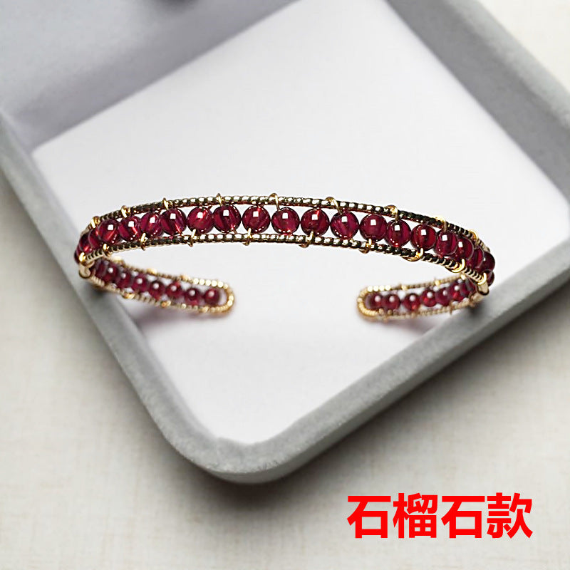 Crystal Bracelet Garnet Tourmaline Labradorite Strawberry Crystal and Other Styles 14K Gold Plated Color Retention