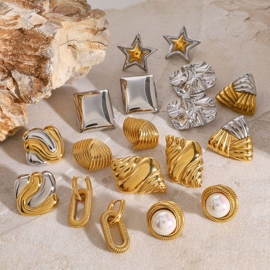 Stainless Steel Pearl Stud Earrings High-end Star Earrings Titanium Steel Ear Jewelry