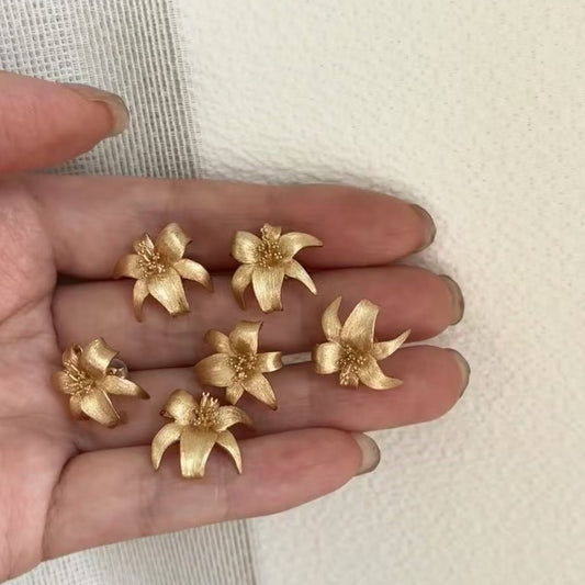Pure Silver S925 Osmanthus Brushed Earrings Small Gold Flower Versatile Elegant Niche Earrings