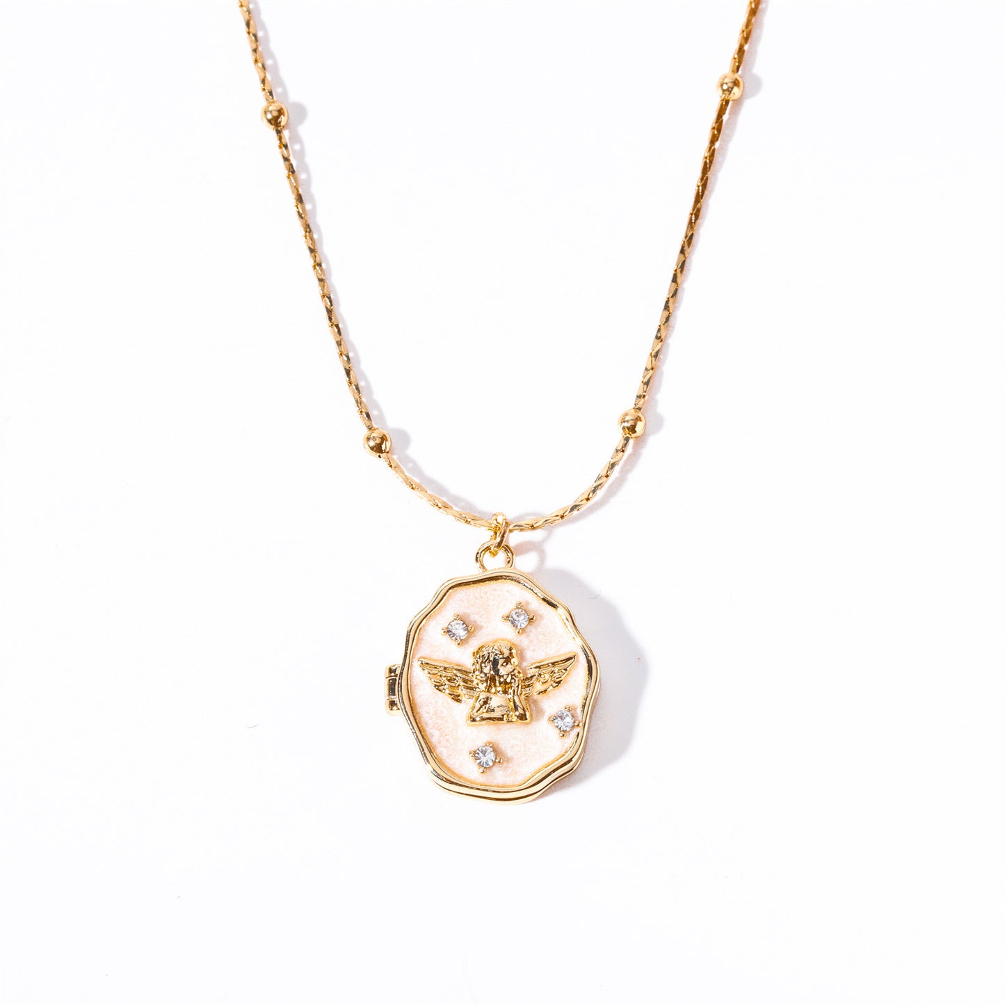 Angel Open and Close Photo Album Box Necklace Pet Photo Frame Necklace for Women Artistic Retro Collarbone Chain