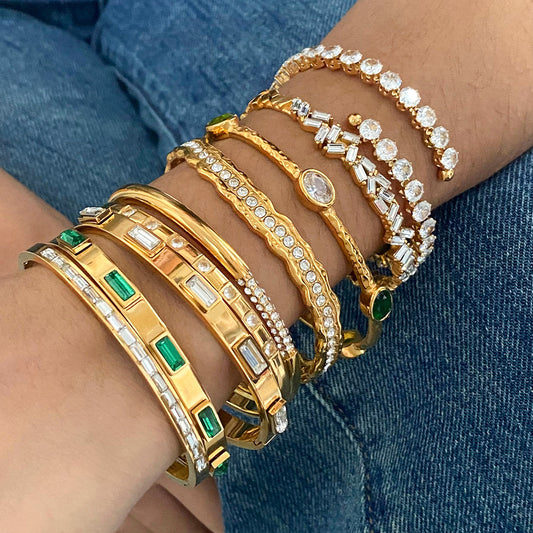 Stainless Steel Zircon Bracelet High-End Ins Open Bangle Titanium Steel Jewelry Bracelet