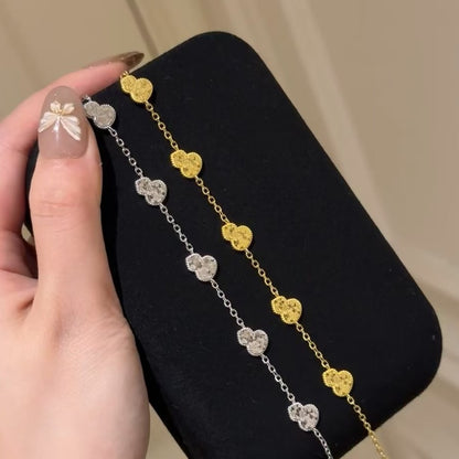 Sparkling Buchi Style Flashing CNC Crushed Ice Five-Flower Gourd Bracelet, Adjustable Length