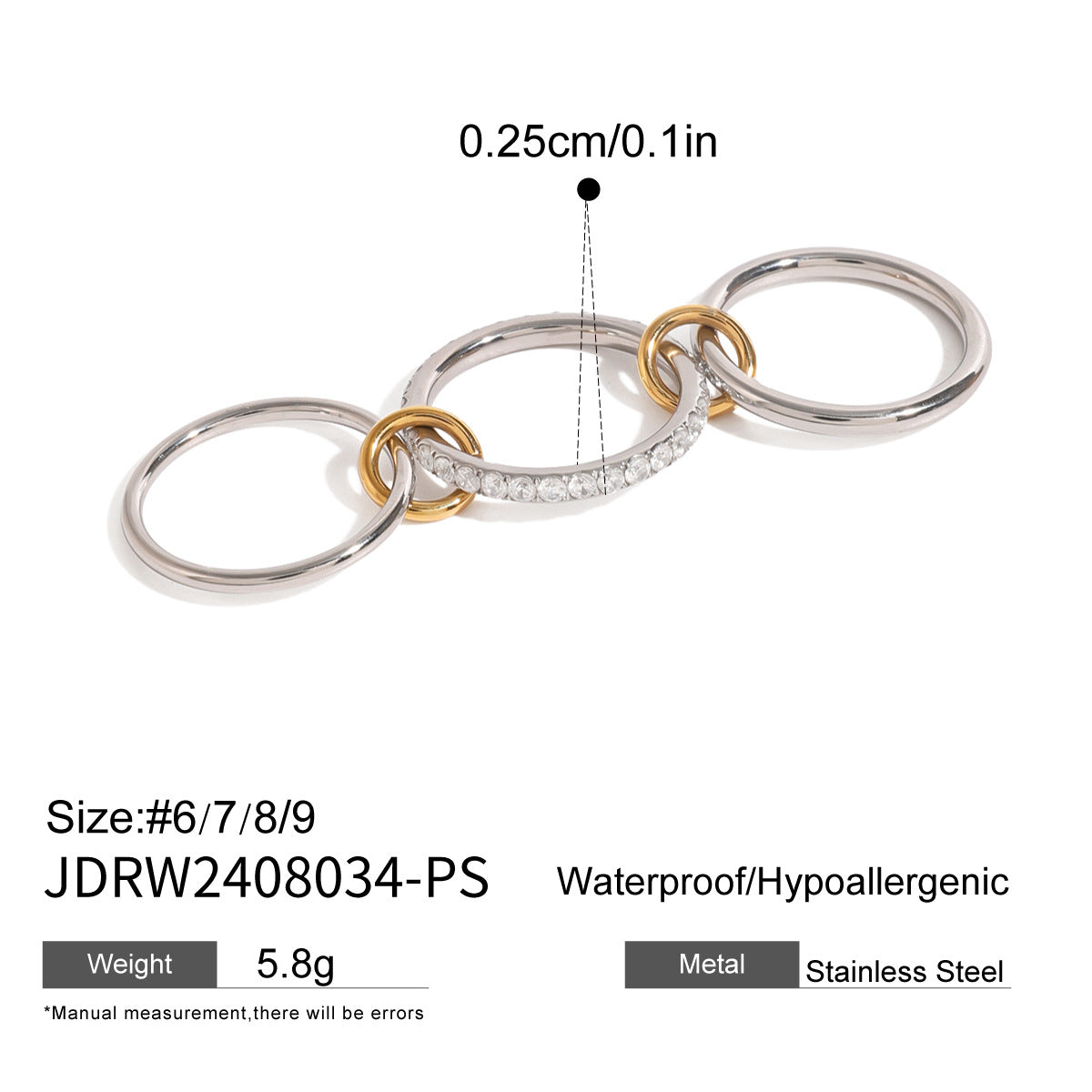 Stainless Steel Layered Pearl Ring High-End Ins Style Titanium Steel Jewelry Rings