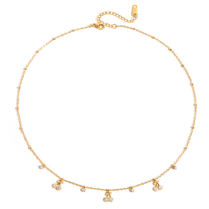 Titanium Steel Necklace Accessories for Women Summer High-end Light Luxury Niche Stainless Steel Jewelry Cherry Collarbone Chain