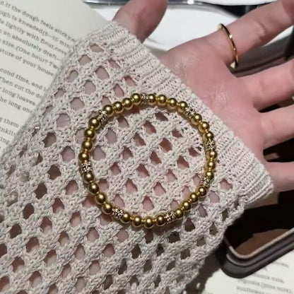 925 Sterling Silver Ancient Gold Barrel Bead Bracelet Vintage Elegant Light Luxury Bracelet High-end Bracelet