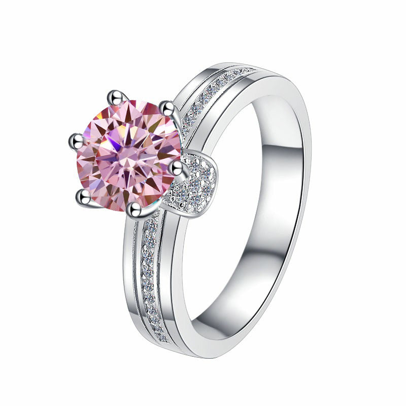925 Sterling Silver Ring Fashionable High-end Feel Proposal Engagement Adjustable Moissanite Ring Trendy GRA