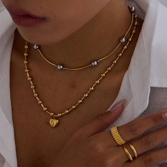 Stainless Steel Heart Necklace Simple High-End Earrings Non-Fading Titanium Steel Jewelry for Women