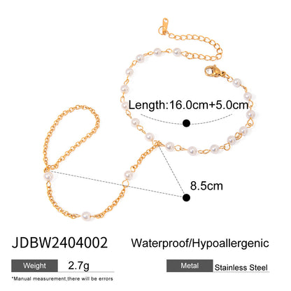Stainless Steel Zircon Pearl Interlocking Bracelet Light Luxury High-end Feel Titanium Steel Non-fading Jewelry