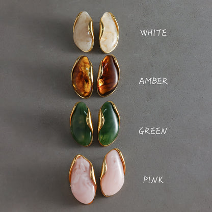 Stainless Steel Melad Resin Earrings Niche High-End Feel Ear Jewelry Titanium Steel Accessories Women's Hot Item