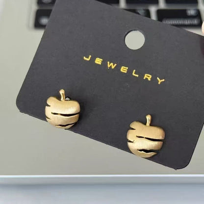 Pure Silver S925 Brushed Craft Apple Earrings Simple Fashion Niche High-end Exquisite Versatile