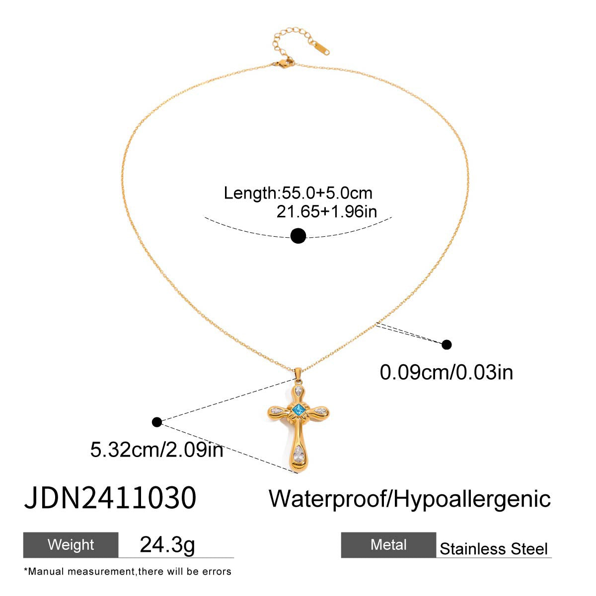 New Cross Zircon Titanium Steel Necklace Light Luxury High-end Jewelry Stainless Steel Necklace