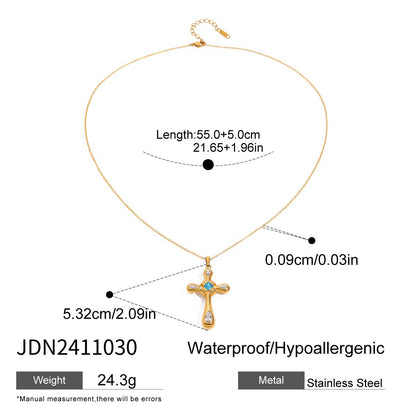 New Cross Zircon Titanium Steel Necklace Light Luxury High-end Jewelry Stainless Steel Necklace