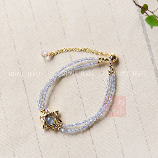 Niche Design Moonstone Bracelet 14K Gold Plated Moon Labradorite Bracelet Simple Adjustable Pull-out Style Women's Gift