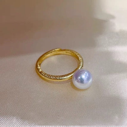 Italian Vintage Brushed Light Luxury High-End Jewelry 925 Sterling Silver Brushed Craft Forged Surface Rice Grain Ring New Model