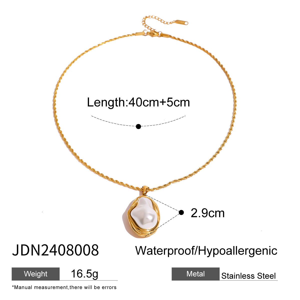 Stainless Steel Pearl Necklace Pendant High-end Exaggerated Niche Earrings Titanium Steel Ring Jewelry