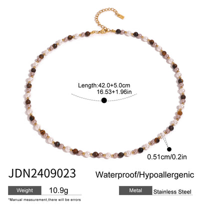 Stainless Steel Tiger Eye Stone Pendant Necklace High-End Niche Collarbone Chain Titanium Steel Neck Chain Jewelry