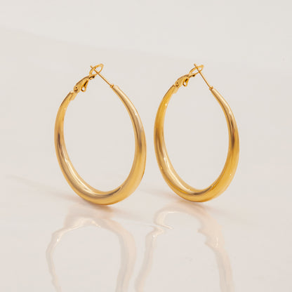 Stainless Steel Jewelry for Women, High-End Large Hoop Earrings, Big Circle Ear Cuffs, Titanium Steel Ear Accessories