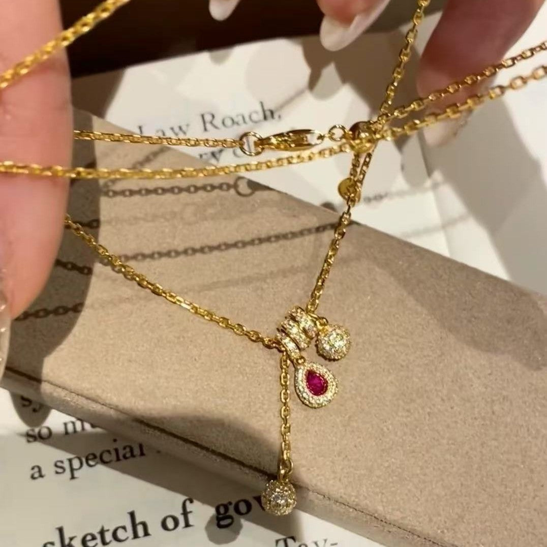 Sterling Silver s925French Style Light Luxury Versatile Nut Tassel Necklace Heavy Craft Fashion Retro Pendant for Women