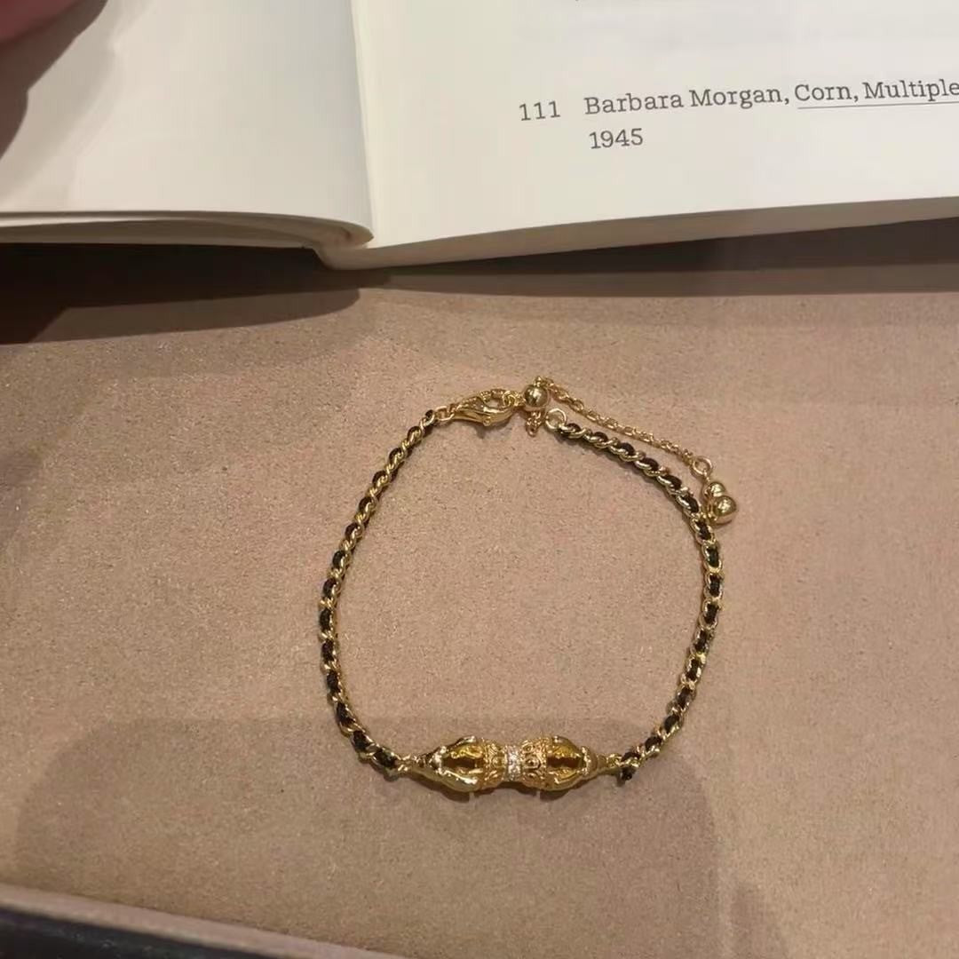 Elegant Vajra Black Gold Braided Bracelet for Women, Light Luxury Niche Exquisite Fashion Light Luxury Jewelry