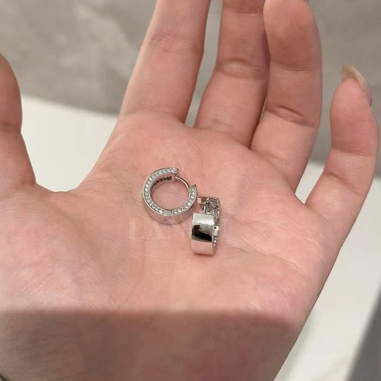 Pure Silver S925 Micro Inlaid Full Diamond Round Single Row Trendy Earrings Personality Cool High-end Exquisite Fashion