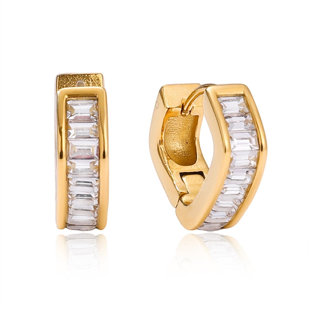 Titanium Steel White Diamond Earrings Light Luxury Ear Buckle High-end Sense Ear Hoop Non-fading Ear Jewelry Stainless Steel Accessories for Women