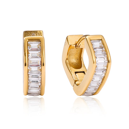 Titanium Steel White Diamond Earrings Light Luxury Ear Buckle High-end Sense Ear Hoop Non-fading Ear Jewelry Stainless Steel Accessories for Women