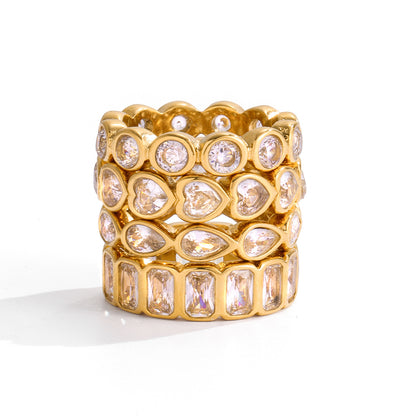 Heart Titanium Steel Ring for Women, Non-Fading Jewelry, Light Luxury High-End Feel, Stainless Steel Accessories