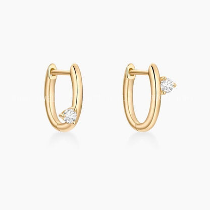 Simple Love ~ Full S925 Silver Plated 18K Gold Earrings Minimalist High-end Asymmetric Zircon Ear Clips Ear Jewelry