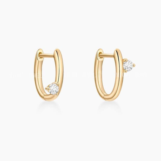 Simple Love ~ Full S925 Silver Plated 18K Gold Earrings Minimalist High-end Asymmetric Zircon Ear Clips Ear Jewelry