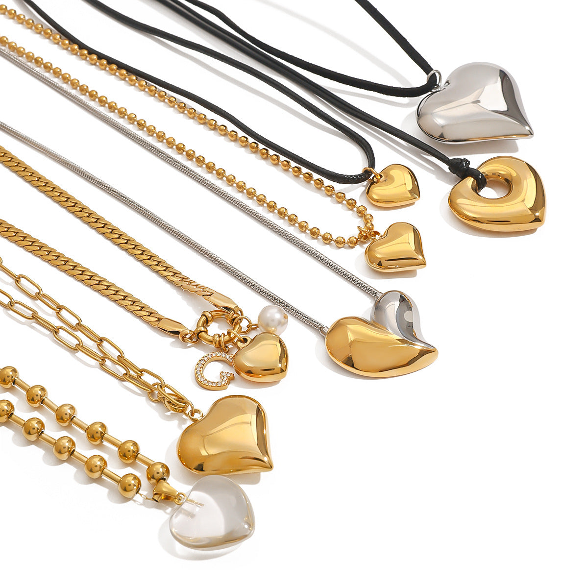 Stainless Steel Heart Pendant Necklace High-End Collarbone Chain Titanium Steel Jewelry Necklace